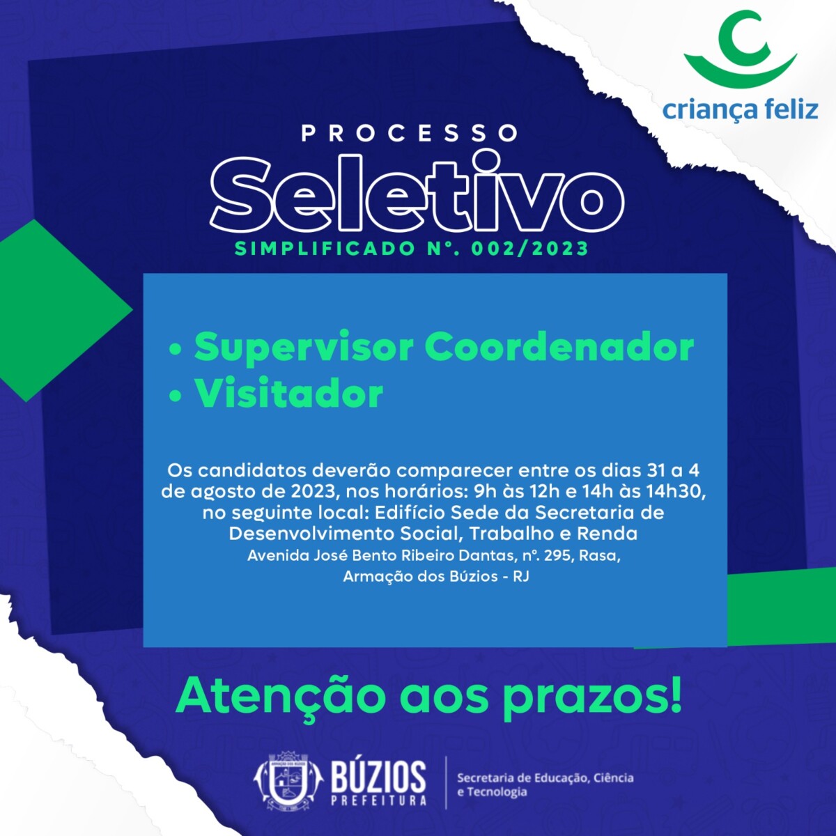 PROCESSO SELETIVO SIMPLIFICADO 001/2021 – EDITAL Nº 002/2023 – 𝗣rograma 𝗖riança 𝗙eliz