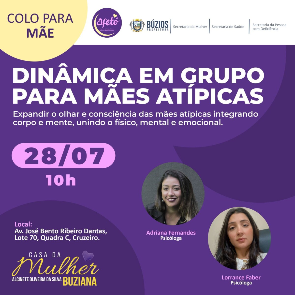 Roda de Conversa para mães de pessoas com deficiência acontecerá na Casa da Mulher Buziana